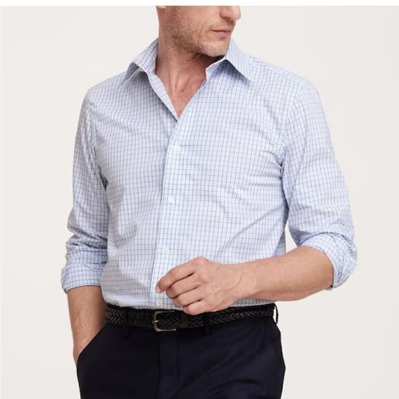 Banana Republic button shirt Mens XXL Blue White Small Check casual /working - Picture 1 of 8